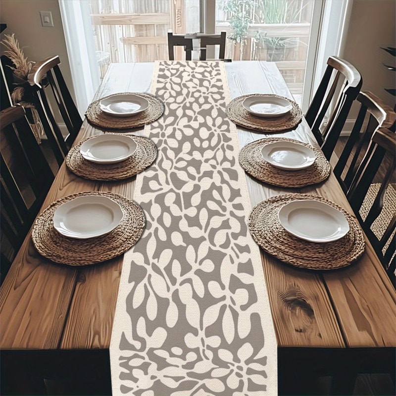 Modern Gray Floral Table Runner For Dining And Kitchen Decor 2