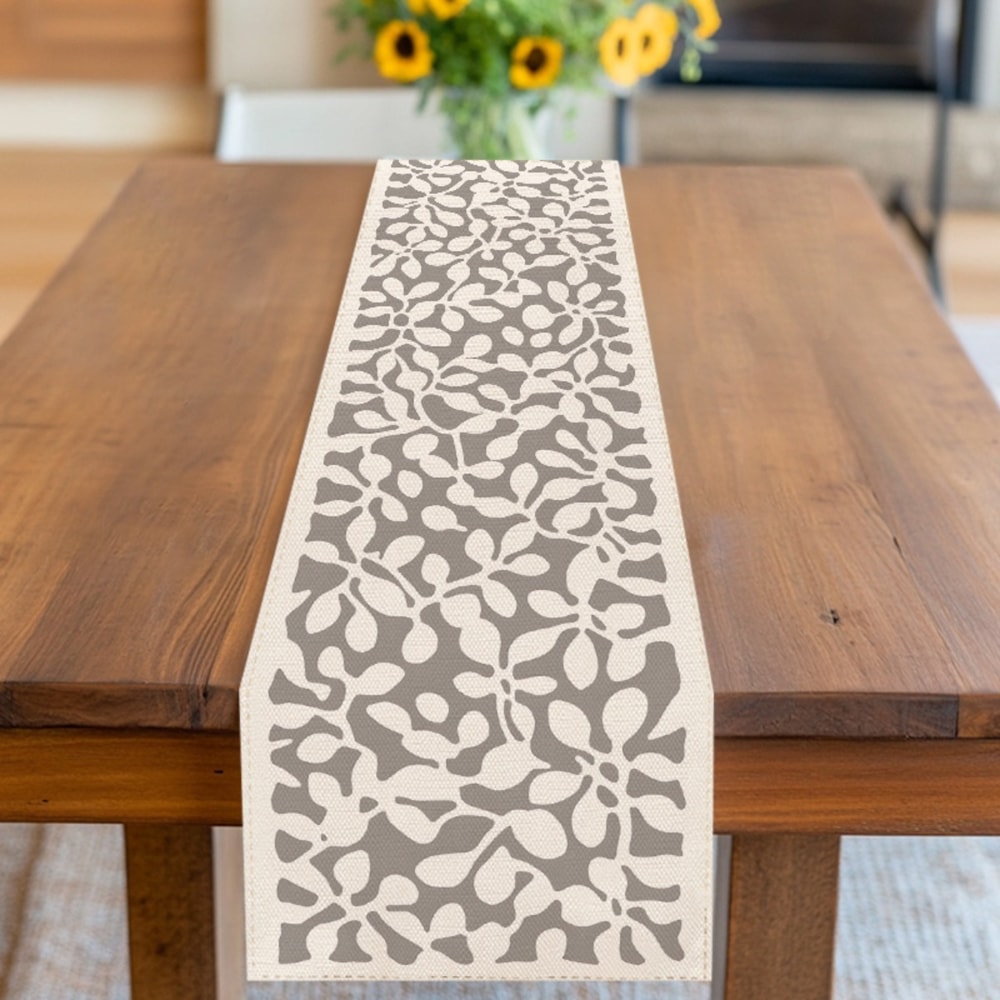 Modern Gray Floral Table Runner For Dining And Kitchen Decor 5