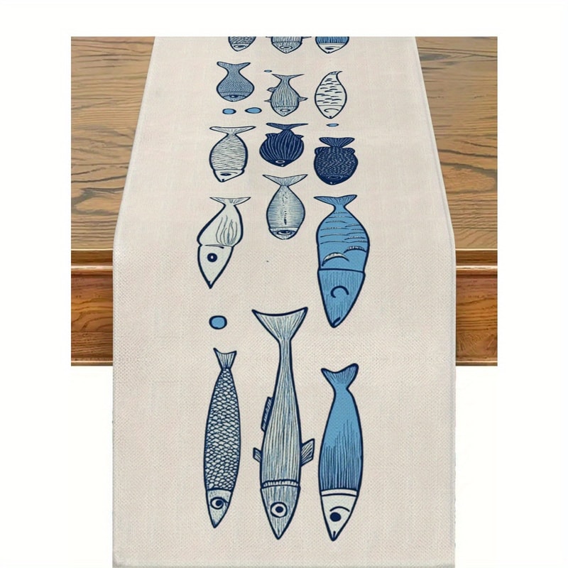 Ocean Fish Coastal Table Runner For Kitchen Dining And Party Decor 1