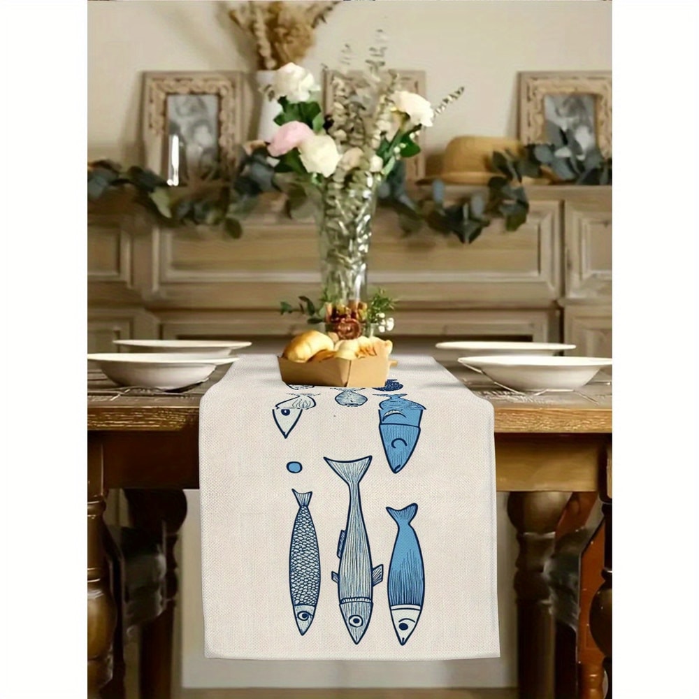 Ocean Fish Coastal Table Runner For Kitchen Dining And Party Decor 3