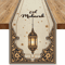 Ramadan Eid Mubarak Linen Table Runner With Gold Star Lantern Design 5