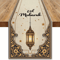 Ramadan Eid Mubarak Linen Table Runner With Gold Star Lantern Design 5