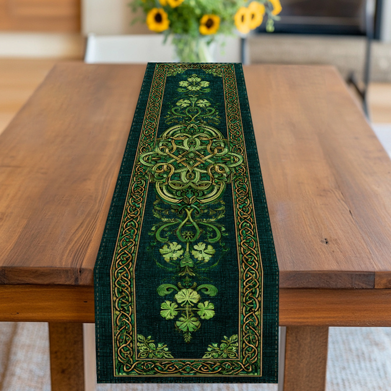 Celtic Clover Table Runner for Irish Table Decor