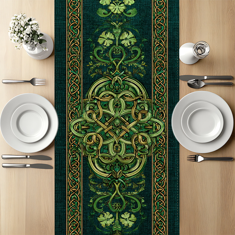 Celtic Clover Table Runner for Irish Table Decor