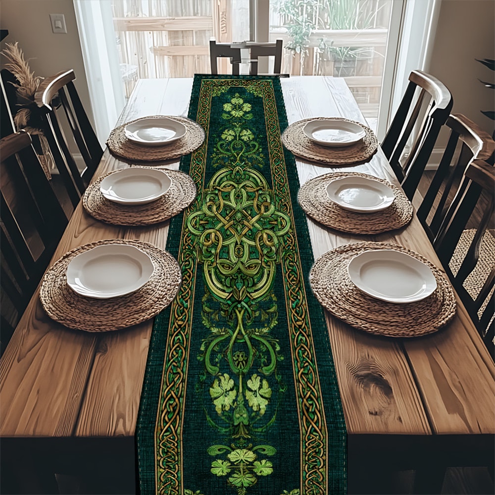 Celtic Clover Table Runner for Irish Table Decor
