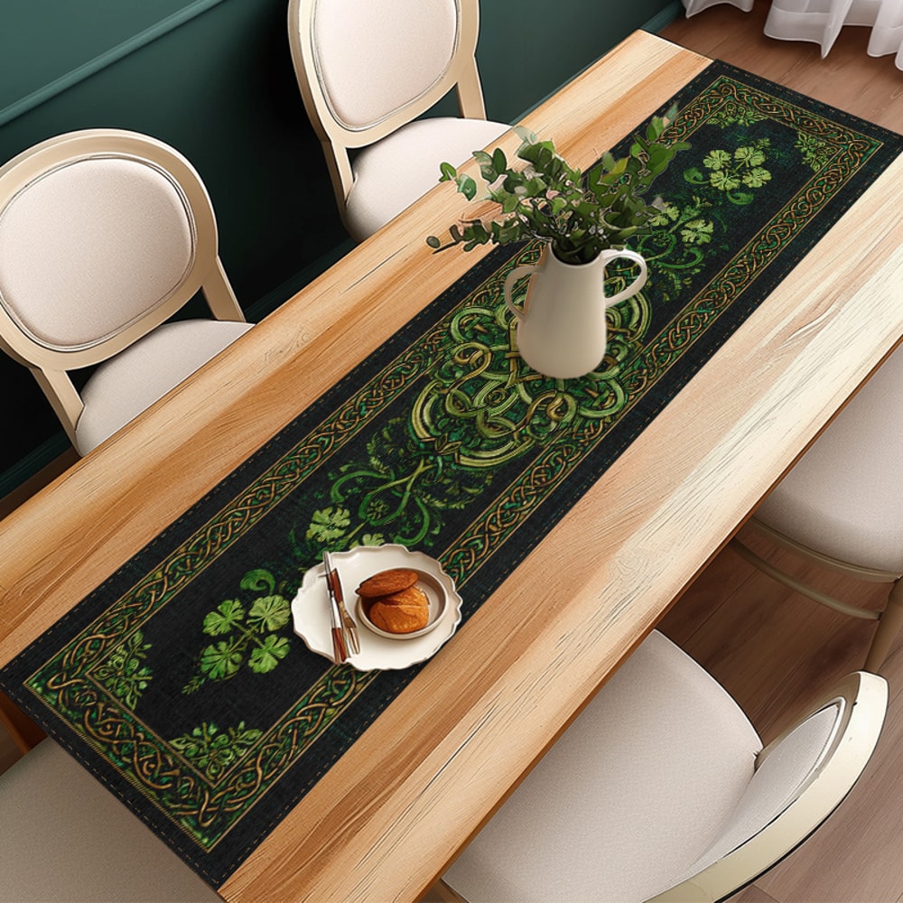 Celtic Clover Table Runner for Irish Table Decor