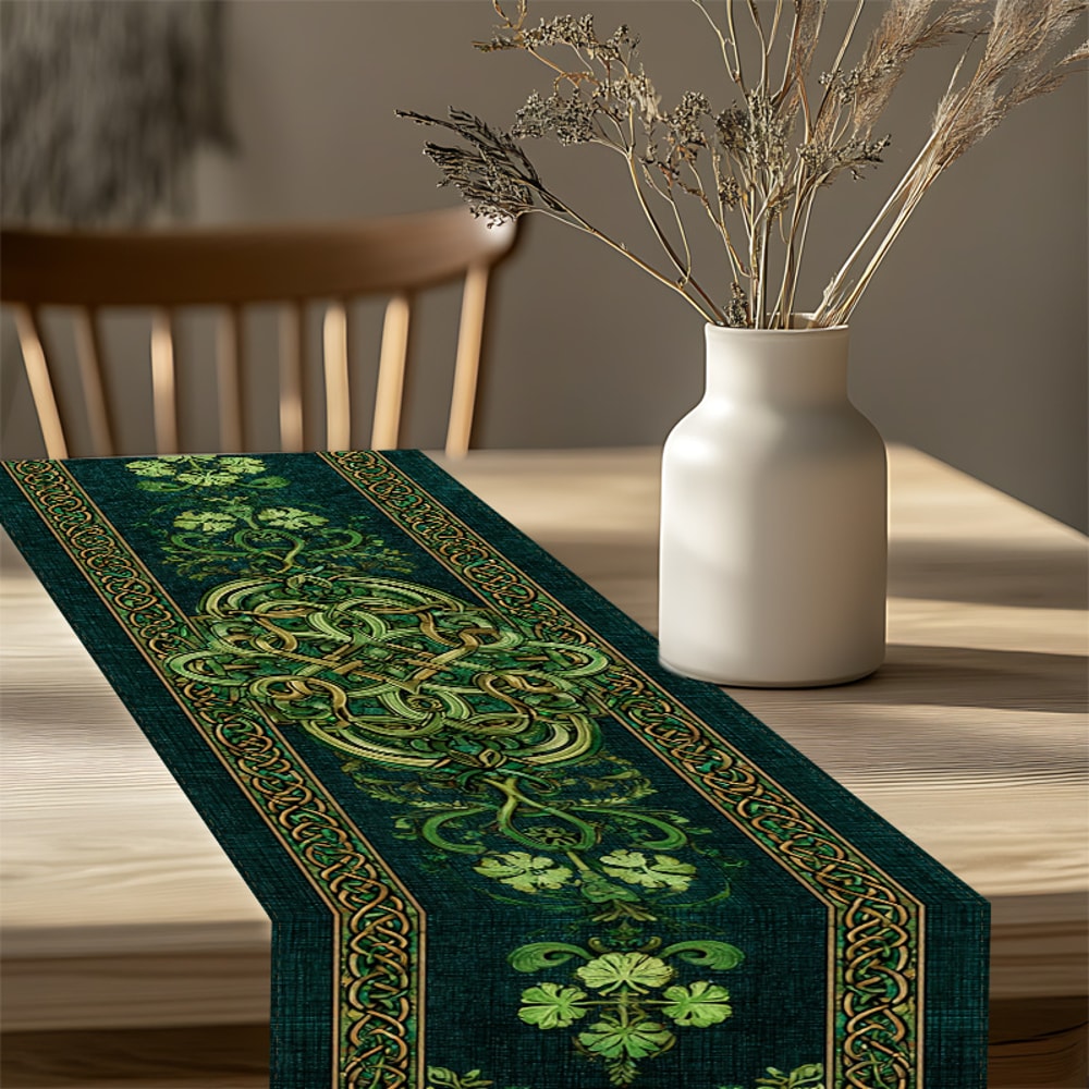 Celtic Clover Table Runner for Irish Table Decor