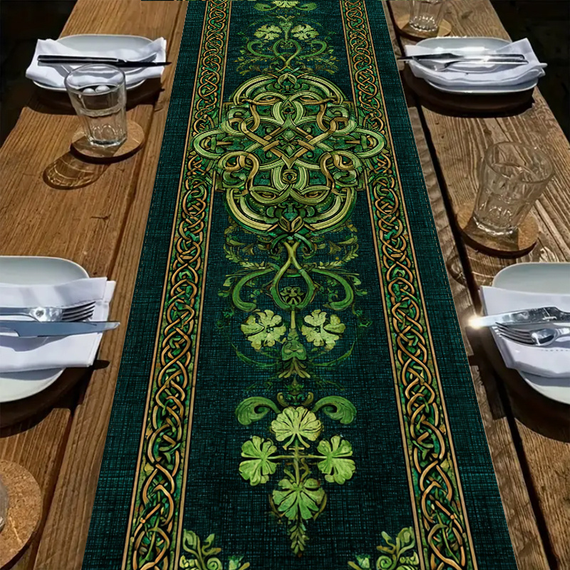 Celtic Clover Table Runner for Irish Table Decor
