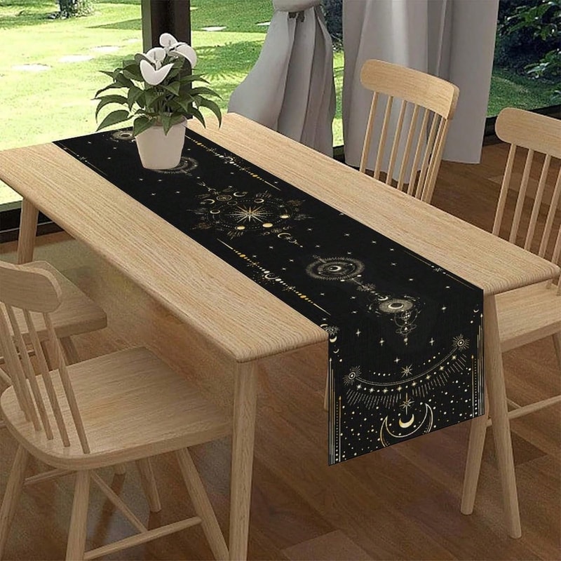 Ramadan Mystical Astrology Linen Table Runner For Elegant Dining Decor 1