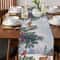 Christmas Reindeer Table Runner with Birds Berries and Snowflakes