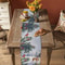 Christmas Reindeer Table Runner with Birds Berries and Snowflakes