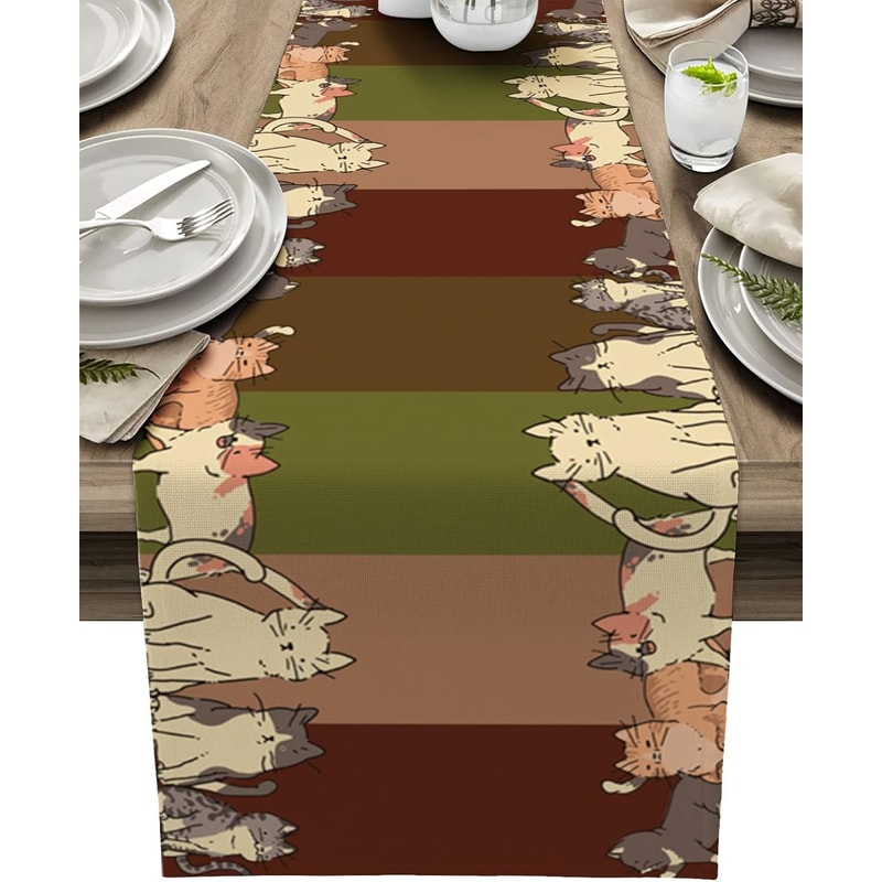 Cartoon Animal Farmhouse Table Runner For Kitchen And Dining Decor 1