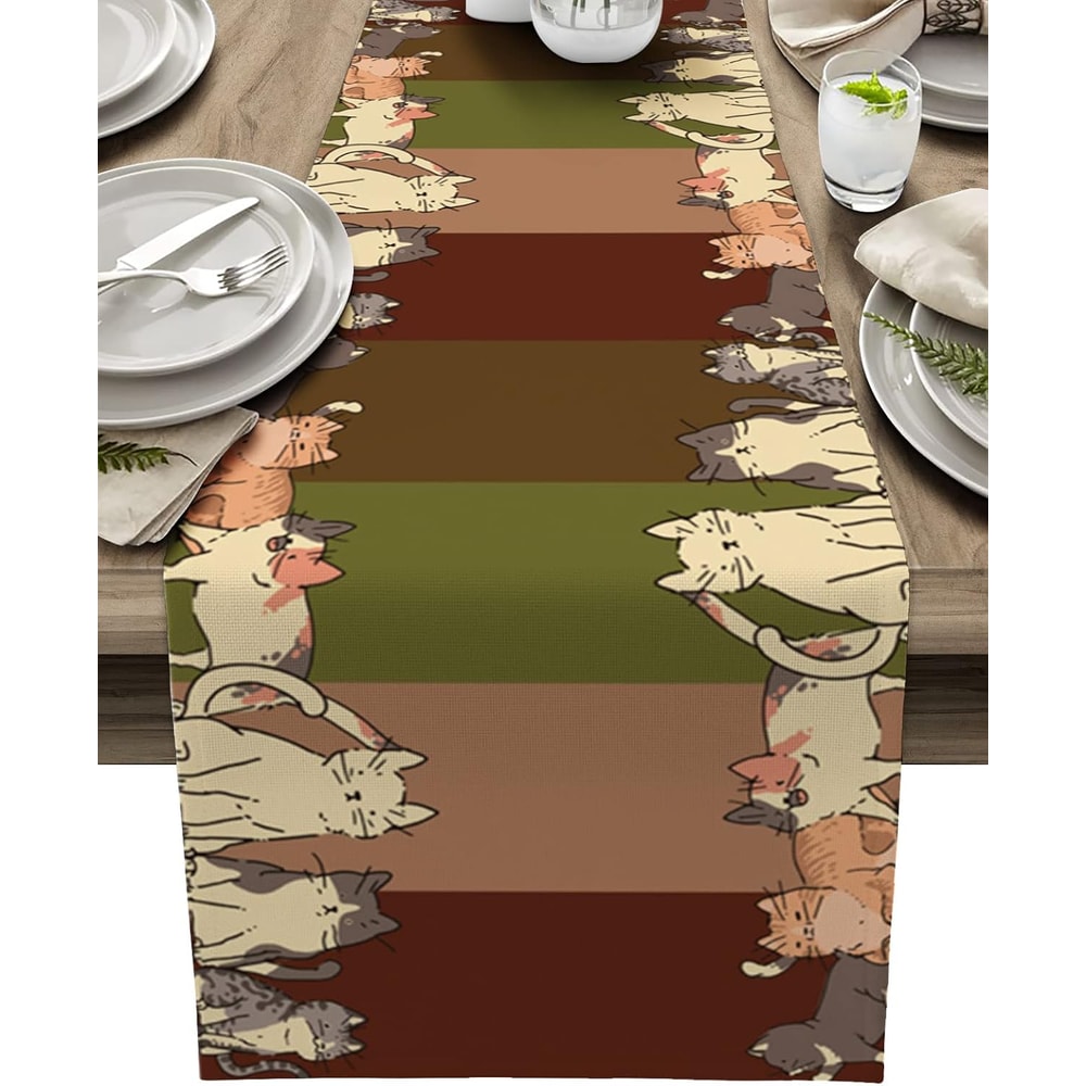 Cartoon Animal Farmhouse Table Runner For Kitchen And Dining Decor 5