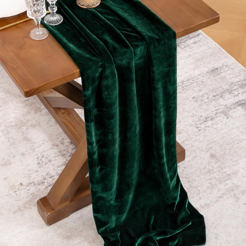 Emerald Green Velvet Table Runner for Weddings Christmas and Party Decor