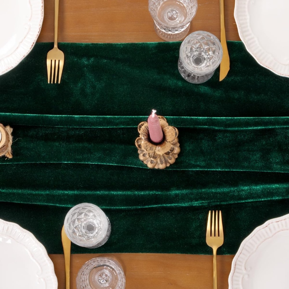 Emerald Green Velvet Table Runner for Weddings Christmas and Party Decor
