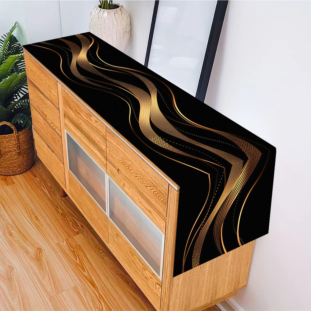 Black Gold Wave Table Runner For Luxury Dining And Event Decor 2