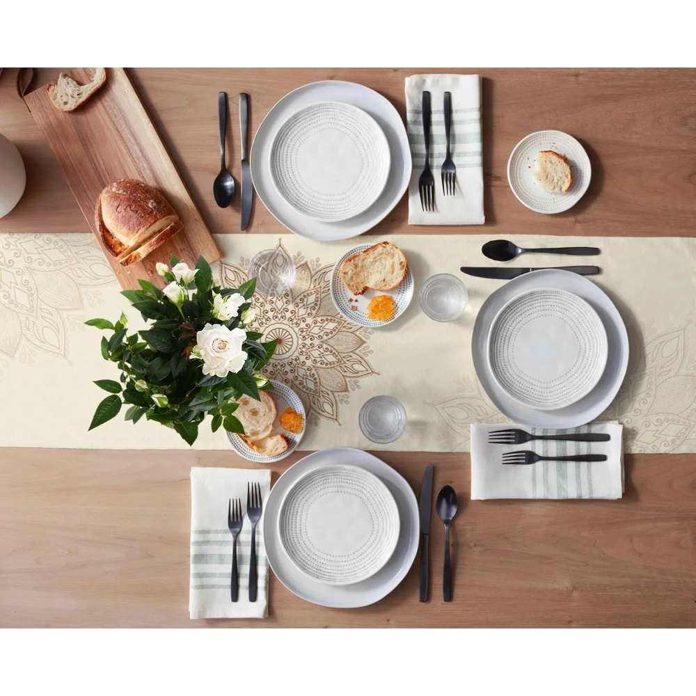 Boho Table Runner With Mandala Floral Linen Design For Dining Tables And Dressers 1