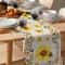 Sunflower Bee Linen Table Runner for Farmhouse Summer Table Decor