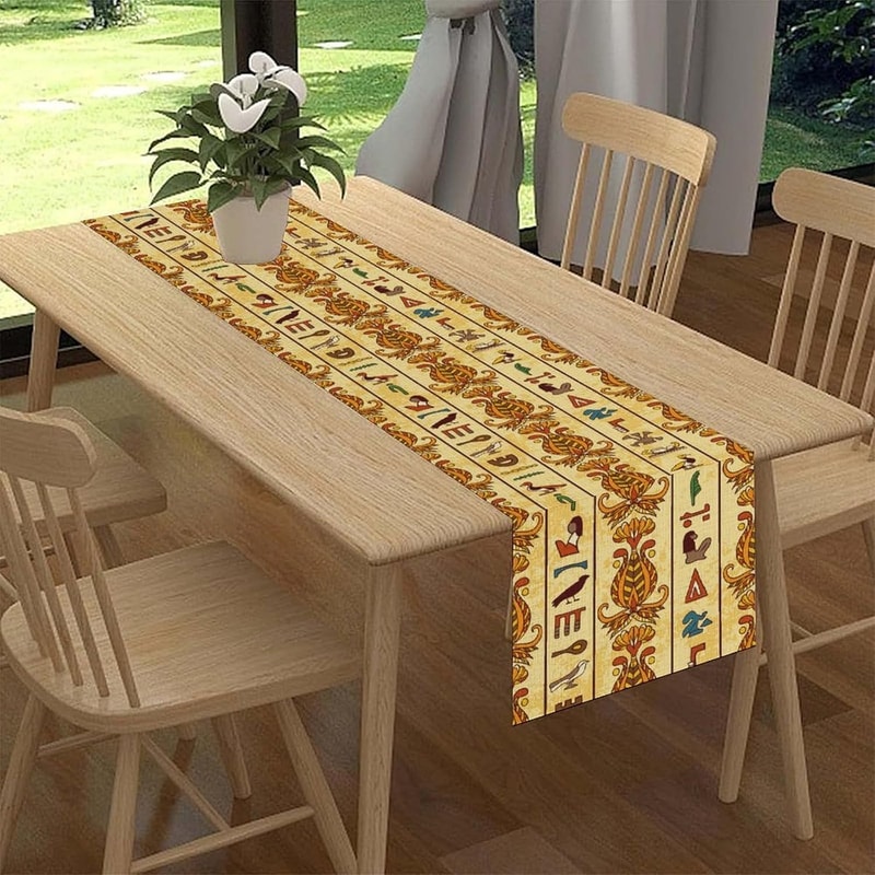 Egyptian Hieroglyphics Table Runner Pharaoh Dining Decor For Kitchen And Parties 1