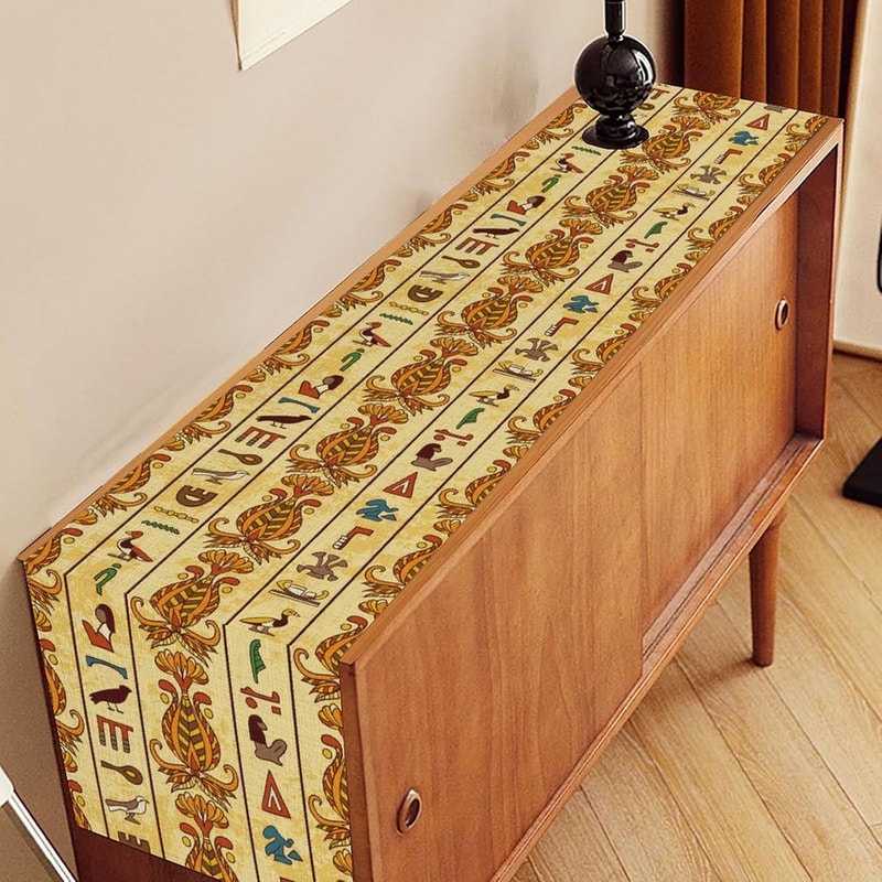 Egyptian Hieroglyphics Table Runner Pharaoh Dining Decor For Kitchen And Parties 2