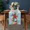 Coastal Table Runner With Seashell Starfish Print For Beach Dining Decor 1