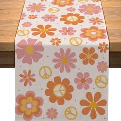 groovy daisy boho table runner retro linen dresser scarf