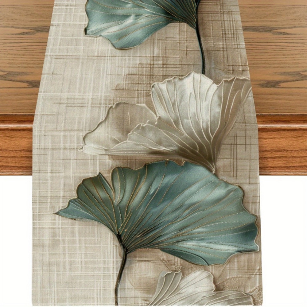 Elegant Ginkgo Leaf Table Runner For Kitchen Dining Coffee And Tea Tables 0