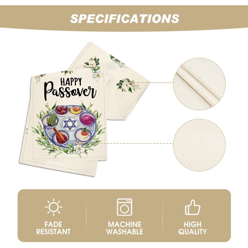 Happy Passover Linen Table Runner For Pesach Seder 4