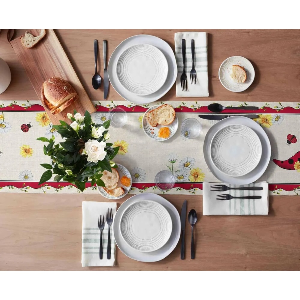 Spring Gnome Ladybug Linen Table Runner For Farmhouse Kitchen Decor 2