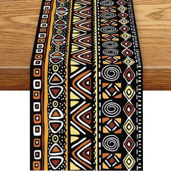 geometric linen table runner for dining table decor