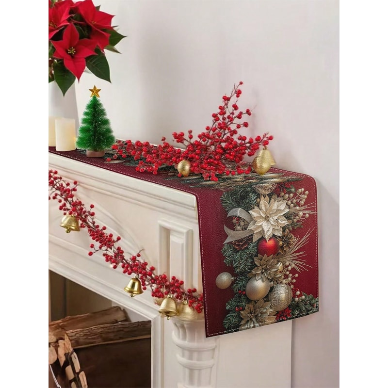 Luxury Red Gold Christmas Table Runner For Holiday Dining Decor 1