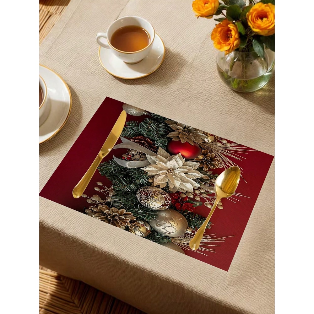 Luxury Red Gold Christmas Table Runner For Holiday Dining Decor 2