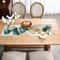 Ginkgo Leaf Teal Table Runner Linen Botanical Dining Table Decor 1