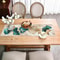 Ginkgo Leaf Teal Table Runner Linen Botanical Dining Table Decor 1