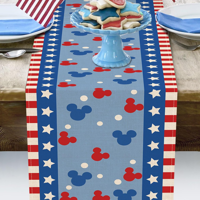 Mickey Mouse Stars And Stripes Table Runner For 4th Of July Decor 1