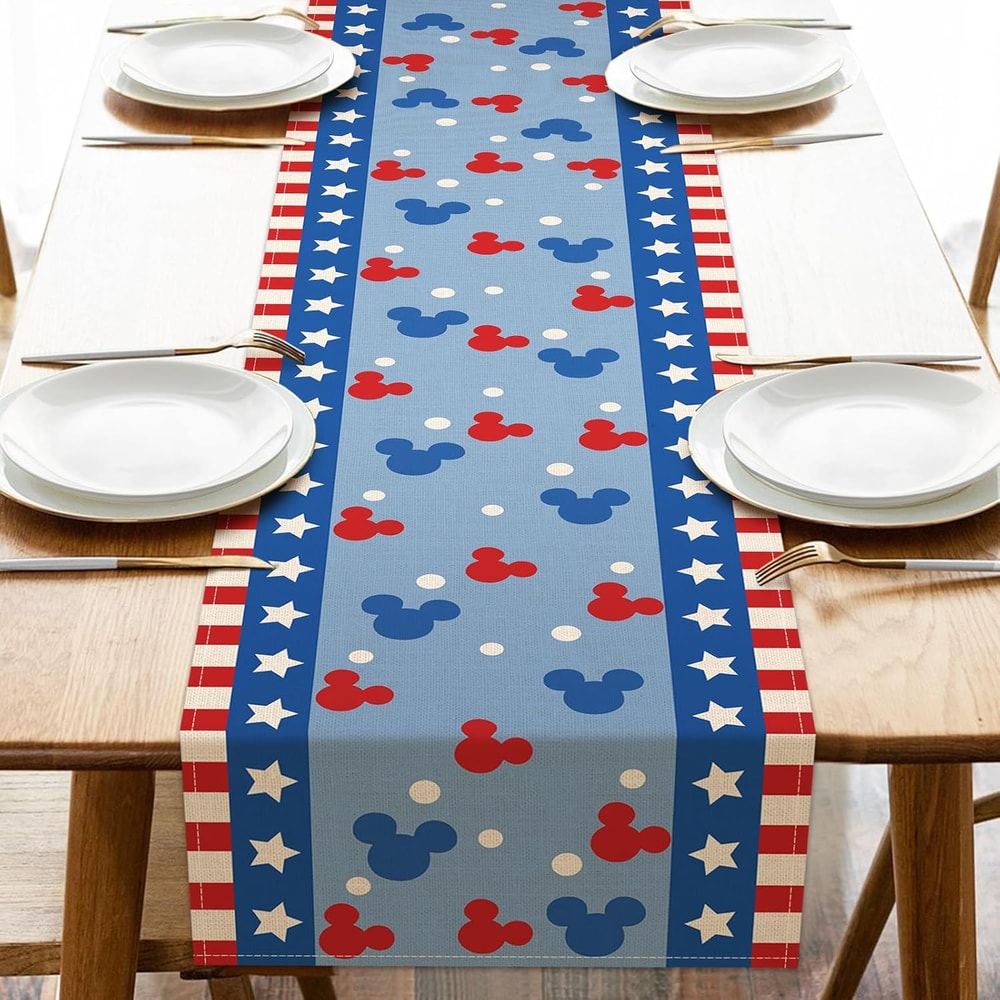 Mickey Mouse Stars And Stripes Table Runner For 4th Of July Decor 4