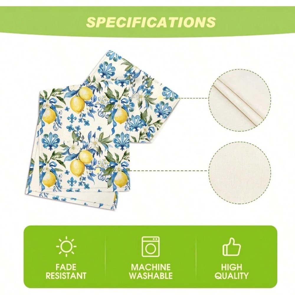 Lemon Floral Linen Table Runner For Summer Dining And Kitchen Decor 4