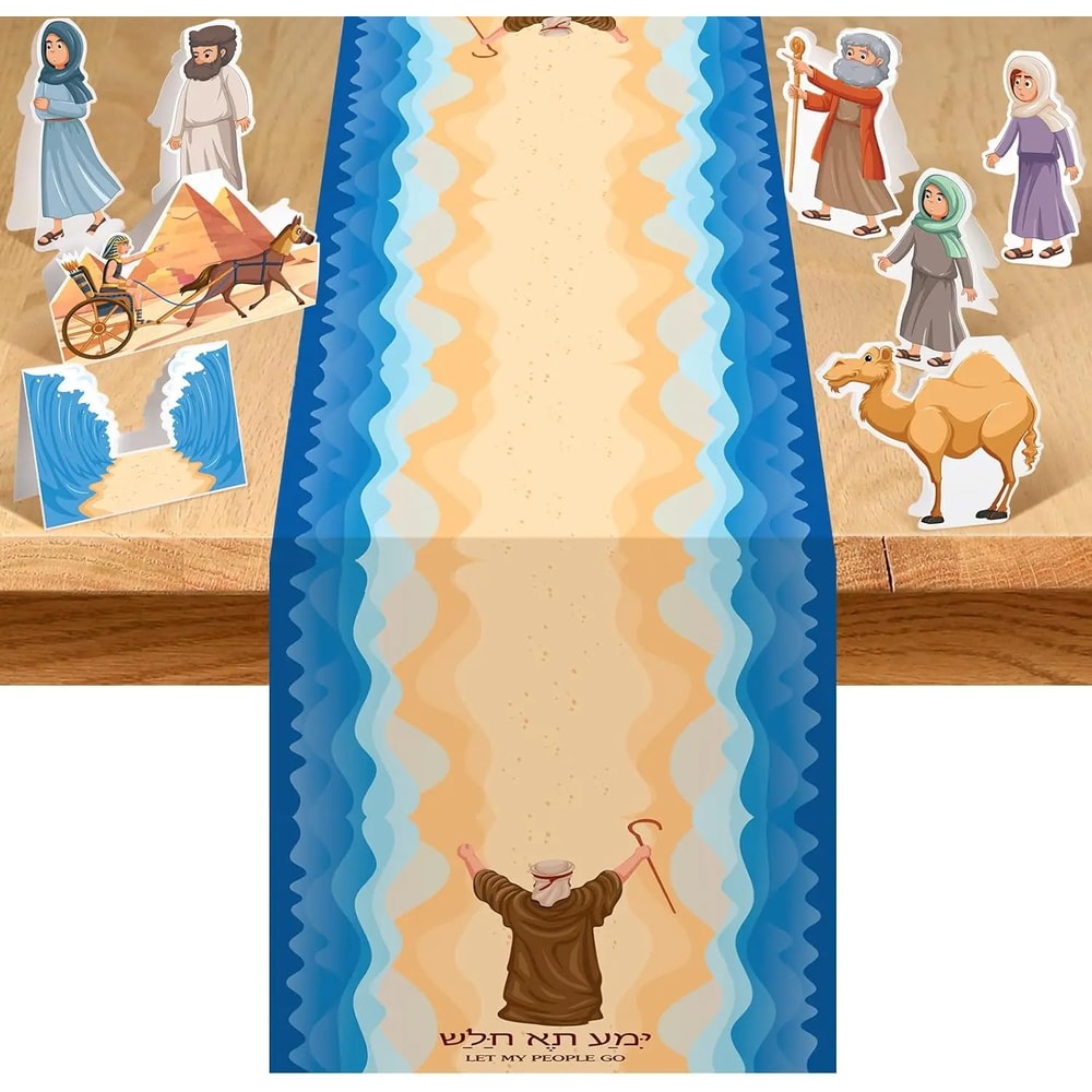 Passover Table Runner Red Sea Design For Seder And Pesach Decor 0
