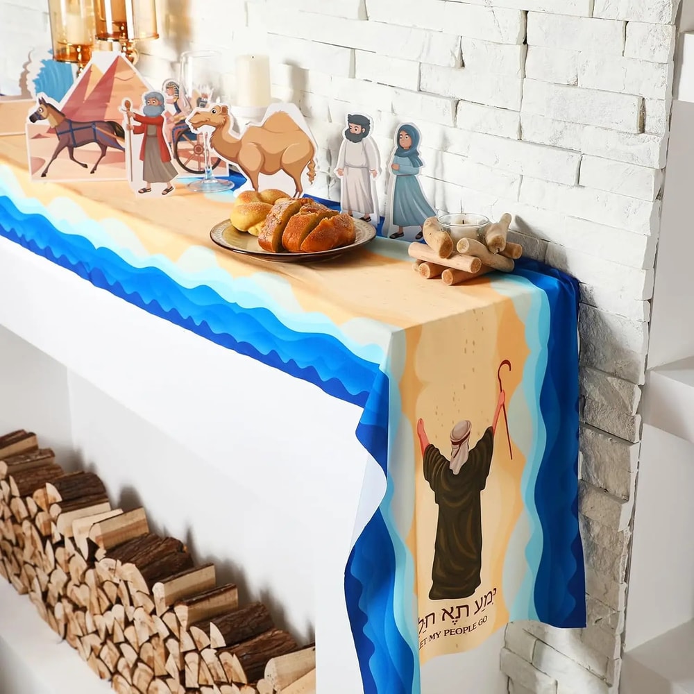 Passover Table Runner Red Sea Design For Seder And Pesach Decor 1