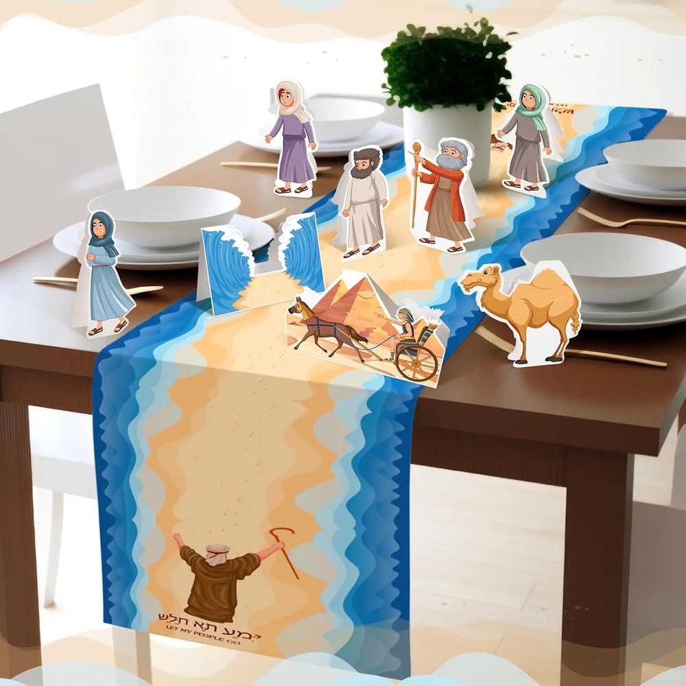 Passover Table Runner Red Sea Design For Seder And Pesach Decor 3