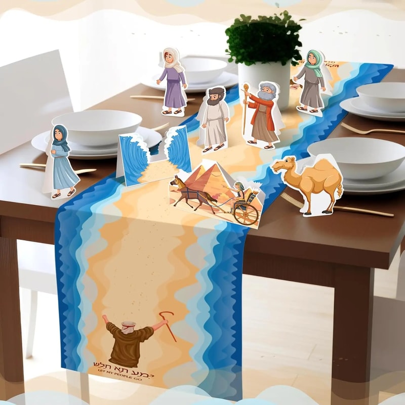 Passover Table Runner Red Sea Design For Seder And Pesach Decor 3