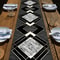 Modern Black and White Table Runner with Geometric Diamond Boho Design