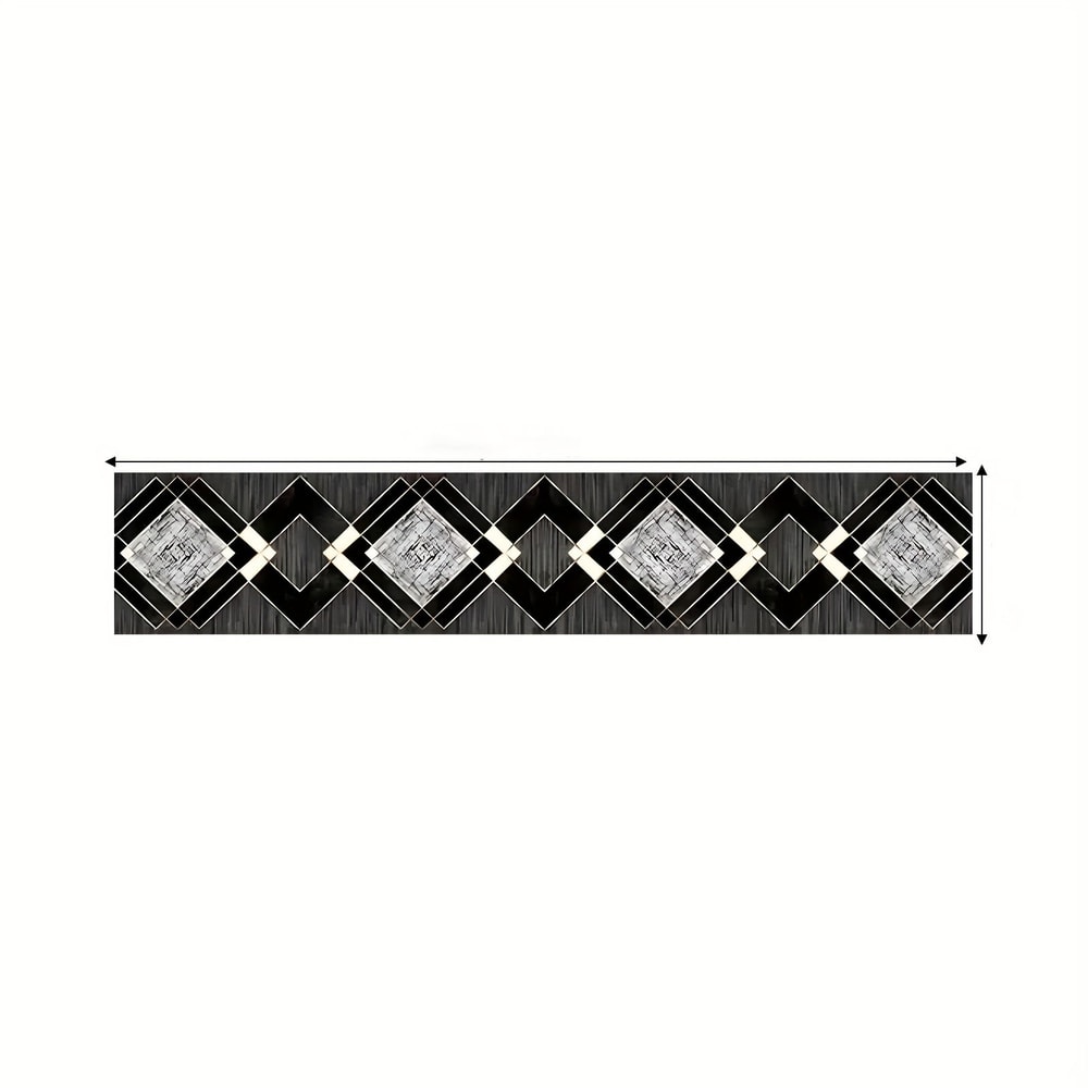 Modern Black and White Table Runner with Geometric Diamond Boho Design