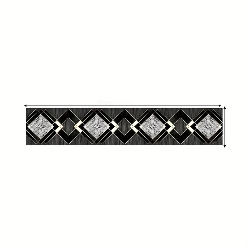 Modern Black and White Table Runner with Geometric Diamond Boho Design