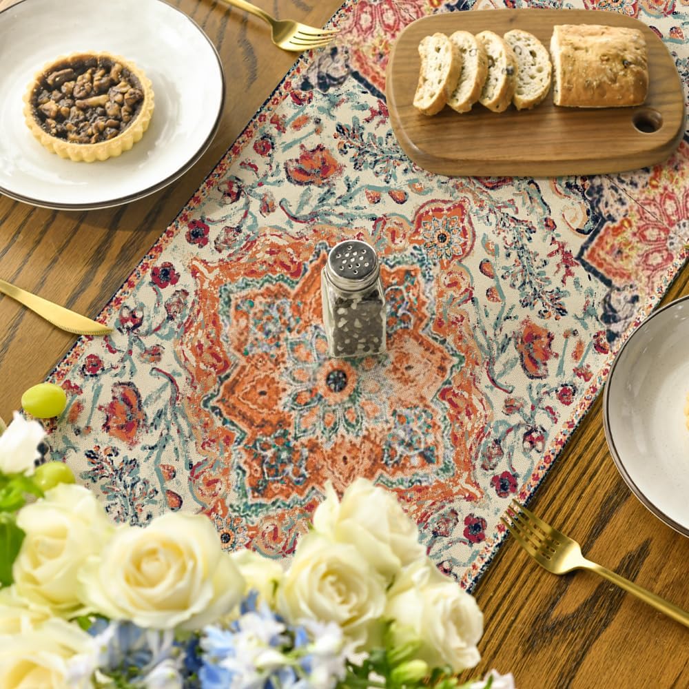 Boho Linen Table Runner Washable Dresser Scarf For Dining Room Decor 3