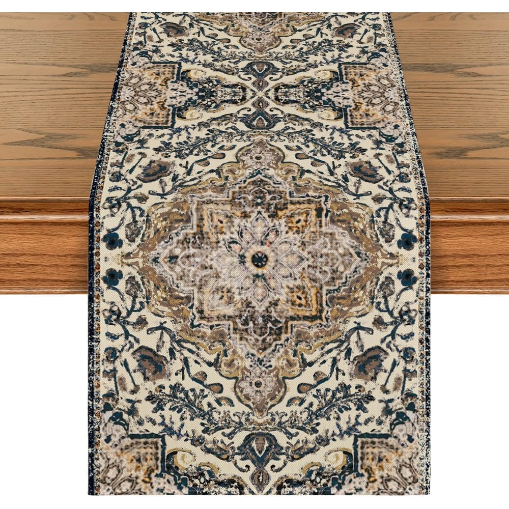 Boho Linen Table Runner Washable Dresser Scarf For Dining Room Decor 5