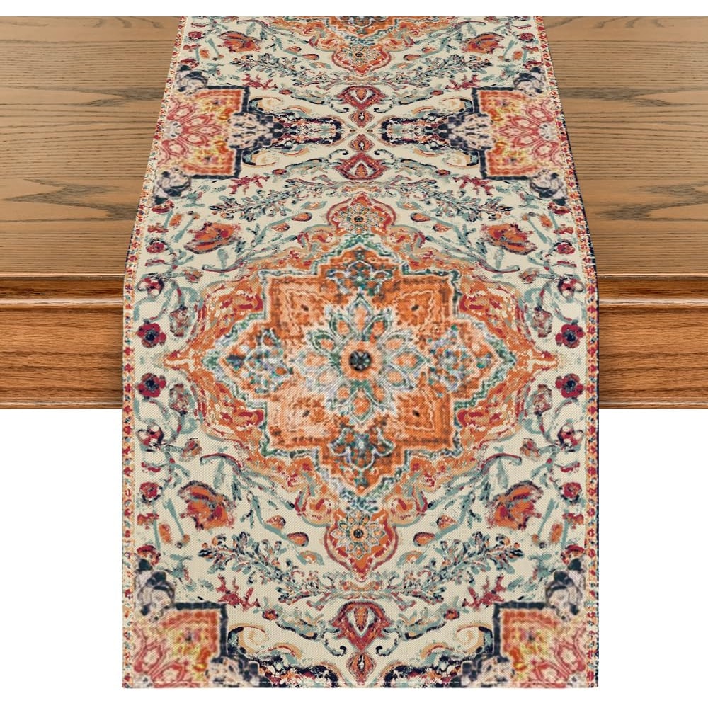 Boho Linen Table Runner Washable Dresser Scarf For Dining Room Decor 6