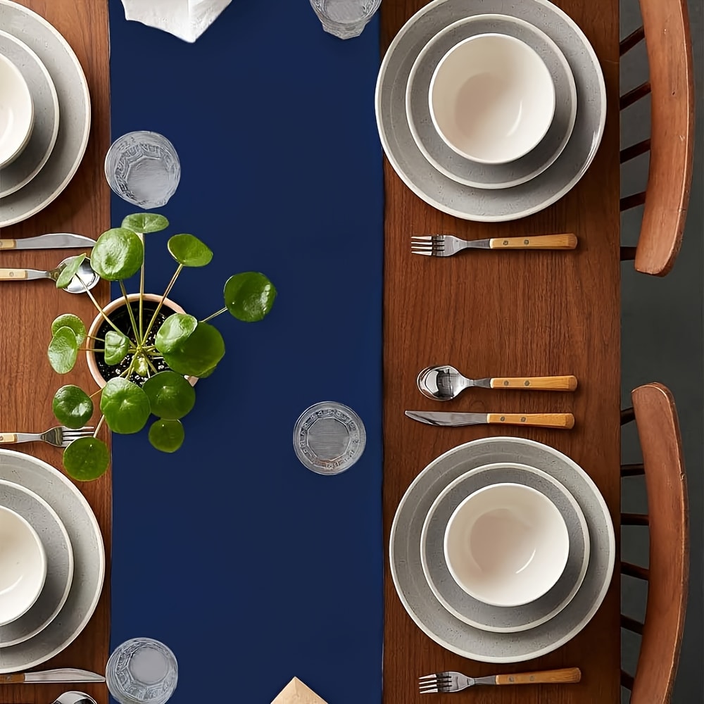 Navy Blue Farmhouse Table Runner For Dining Kitchen And Anniversary Decor 1