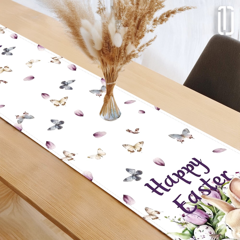 Lavender Bunny Easter Table Runner For Spring Dining Decor 4