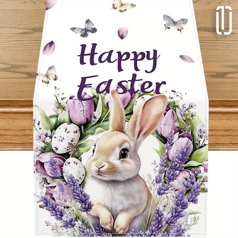Lavender Bunny Easter Table Runner For Spring Dining Decor 5